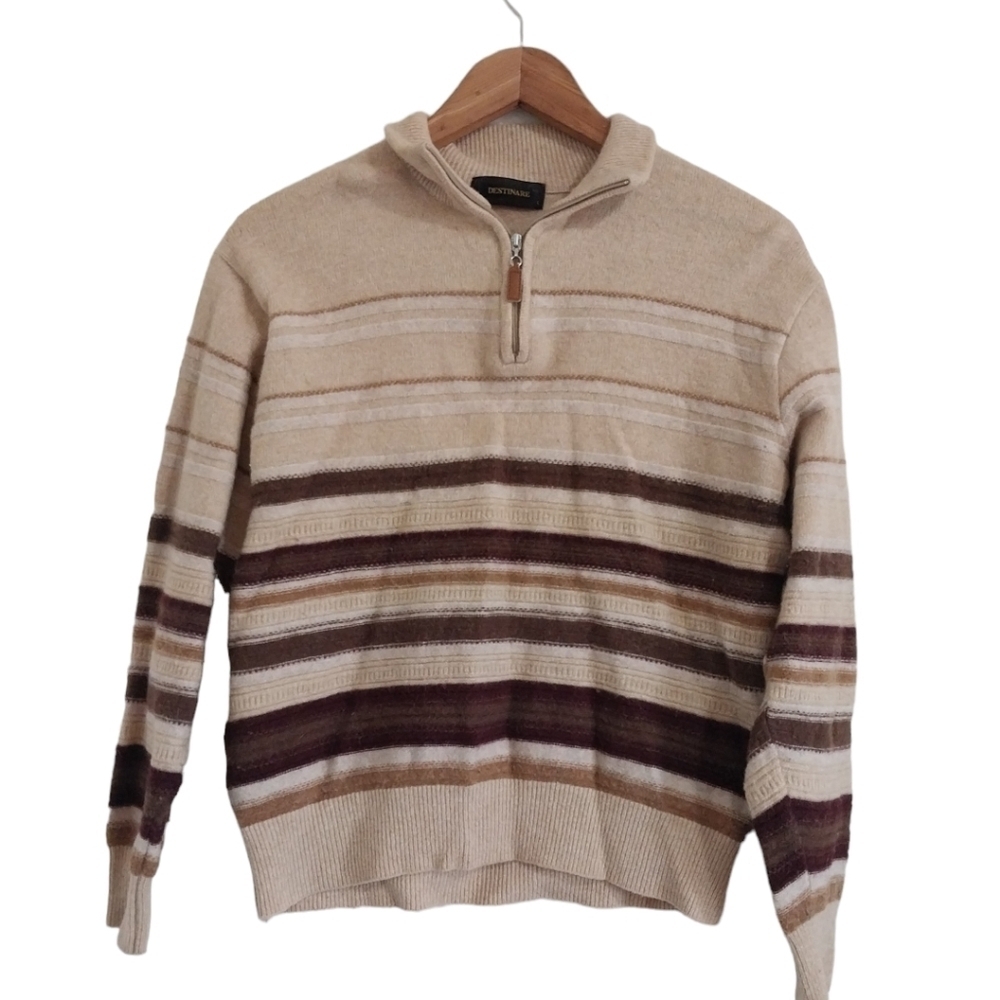 Vintage DESTINARE sweater size large women's cream brown Striped